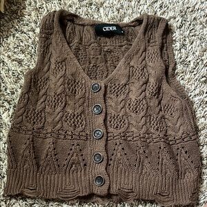 Cider Chocolate Knit Button-Up Vest